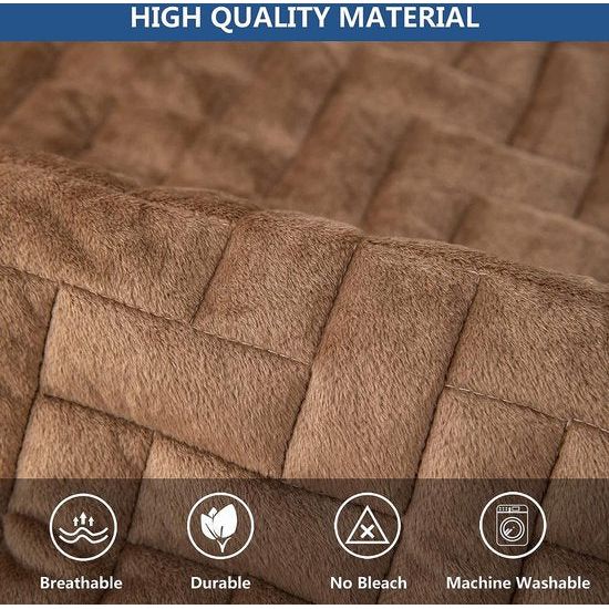 Bankhoes, 3-zits, anti-slip bankovertrek voor L-vorm, chaise longue, hoekbank, 2-zits, hoezen, woonkamer, stoel, honden huisdieren, bruin, 90 x 240 cm (slechts 1 stuk)