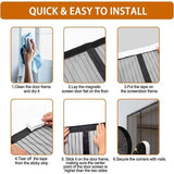 Balkondeur, vliegenhor, 80 x 200 cm, magnetische insectenwerende balkondeur, zonder boren, verdikt vliegengordijn, insectenwerende deur, voor balkondeur, woonkamer, kelderdeur en terrasdeur