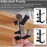 2 stuks verstelbare tafeltashouder, bureautashouder met dubbele haak, aluminium tafelmontage headsethouder, multifunctionele tashaak, voor kantoor, studeerkamer