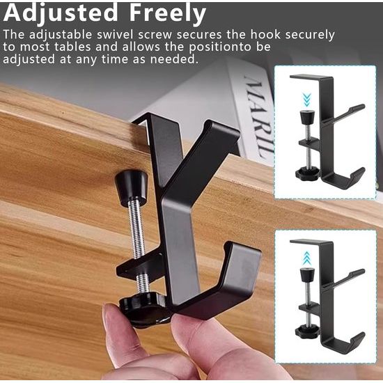 2 stuks verstelbare tafeltashouder, bureautashouder met dubbele haak, aluminium tafelmontage headsethouder, multifunctionele tashaak, voor kantoor, studeerkamer