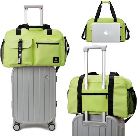 Sporttas voor dames en heren, reistas met schoenenvak, trainingstas met nat vak, waterdichte weekendtas, als gymtas, zwemtas/saunatas kan worden gebruikt, groen, Sportief