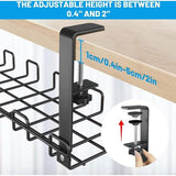 Kabelgoot bureau zonder boren - set van 2 kabelmanagement bureau van staal - incl. accessoires - kabelmand klembaar ondertafel - bureau organizer voor kantoor / thuis - zwart
