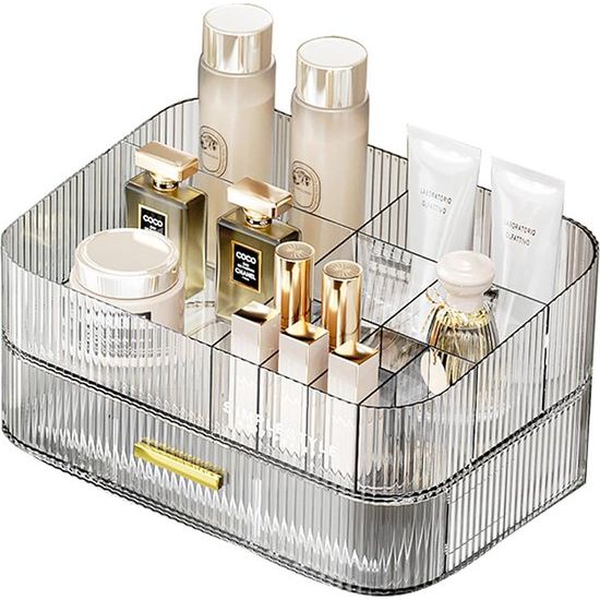 Make-up Organizer met stapelbare laden, ijdelheid badkamer dressoir slaapkamer cosmetische vitrines, grote capaciteit schoonheidsopslag, kaptafel huidverzorging aanrecht organisator-transparant