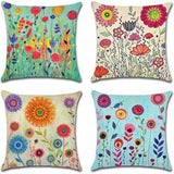 Waterdichte kussenhoezen, 4 stuks, bloemenpatroon, kussenhoes, ademend, voor outdoor, balkon, terras, patio, tuin, boerderijdecoratie, 45 x 45 cm