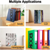 Bookends, 3 Pairs of Bookends, Bookends Book Holder CD Children's Metal 208 x 85 x 78 mm for Bookcase, Kitchen, Office, School, Library, Black