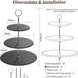Taartstandaard leisteen etagère 3 etages - cupcake standaard 3 verdiepingen ronde serveertoren dessert standaard voor bruiloft, verjaardagsfeest, woondecoratie