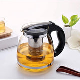 Glazen theepot roestvrij staal filter handvat hittebestendig 2000ml (zwart)