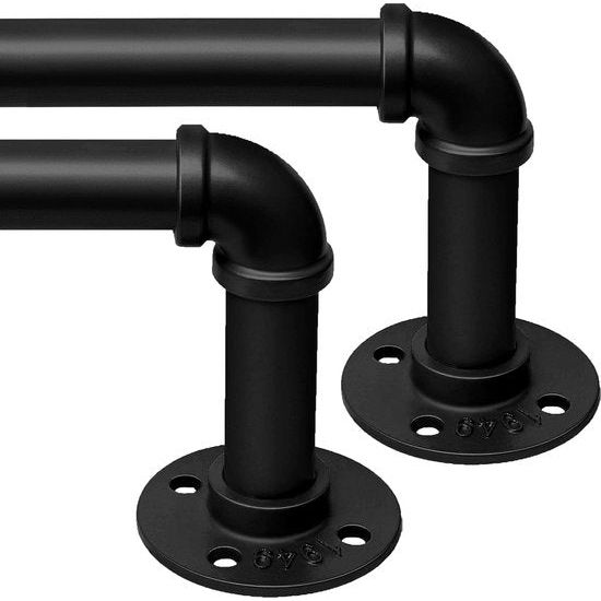 2 Stücke Gardinenstange Ausziehbar Vorhangstange Schwarz Vorhangstange Deckenmontage Curtain Rod für Schlafzimmer Fenster Küche (Schwarz 115-200cm, 19mm Durchmesser)