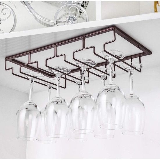 Wijnglashouder onder kast Glazen houder voor wijnglazen Glaswerk Hangend Metaal Wijnglasrek Brilopslag voor Keuken Bar Restaurant Wit