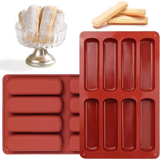 2 Stuks Siliconen Mueslireep Mallen 8 Holte Rechthoek Gebak Bakvormen Lange Strips Voor Financiën Bliksem Energierepen Chocoladerepen