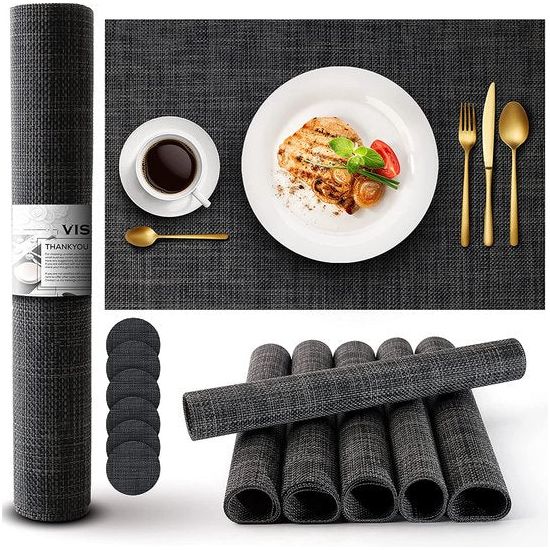 Placemats, waterdicht, set van 6 placemats, waterdicht en hittebestendig, hoogwaardige premium placemats, waterdicht, antislip, voor tafeldecoratie