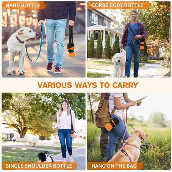 Hondenwaterfles 800 ml, opvouwbare waterfles voor honden en katten, lichtgewicht waterdispenser voor huisdieren voor buiten wandelen, wandelen, reizen, oranje