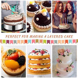 Set van 3 roestvrijstalen taartringen met 1 x 31,8 cm spatel voor moussetaart, tiramisu, taartbodems, chocolade- en fruittaart (3 maten)