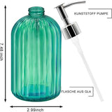 Set van 2 zeepdispensers glas met pomp, 400 ml vloeibare zeepdispenser voor afwasmiddel, shampoo en lotion, navulbare zeepdispenser voor keuken, badkamer, wasruimte (groen)