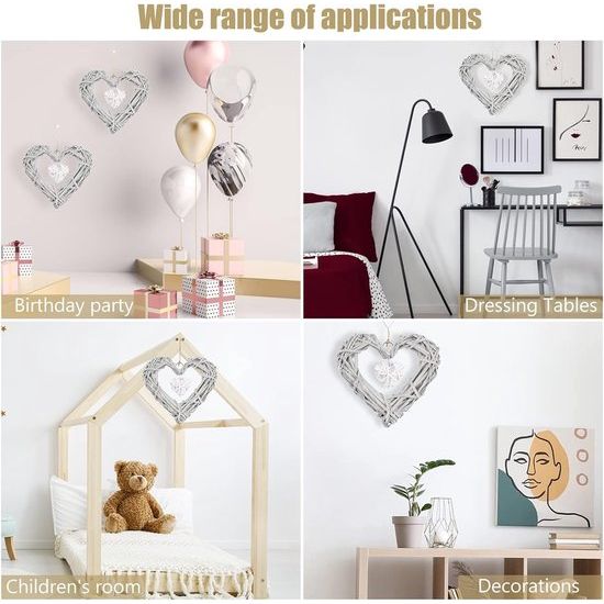 Wanddecoratie met hartjes, mandkrans in hartvorm, voor bruiloft, feest, huis en slaapkamer. Vertaling: Muurdecoratie met hartjes, een mandkrans in de vorm van een hart, geschikt voor bruiloften, feesten, het huis en de slaapkamer.