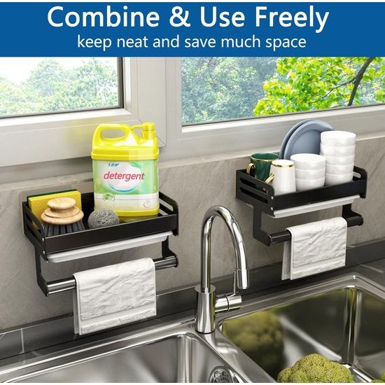 Organizer gootsteen caddy organizer roestvrij staal, organizer met afneembare plastic opvangbak, sponshouder keuken, gootsteen caddy organizer, keukenhanddoekhouder, grote capaciteit Organizer gootsteen caddy organizer roestvrij staal, organizer met afneembare plastic opvangbak, sponshouder keuken, gootsteen caddy organizer, keukenhanddoekhouder, grote capaciteit