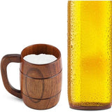 Houten beker, drinkbeker bierpul houten bierpul natuurlijke houten bierpul retro grote capaciteit theewater klassieke houten beker met handvat