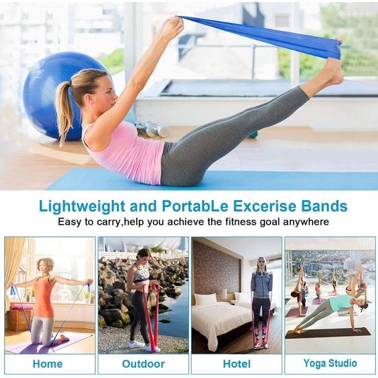 Fitnessbanden, set van 3, gymnastiekband, weerstandsbanden, elastische stretchbanden, oefenband, trainingsband voor yoga, elastische krachttraining, spieropbouw, pilates, fitnessband, cursus