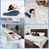 Traagschuimkussen, hoofdkussen, nekkussen, orthopedisch slaapkussen, afneembaar ergonomisch nekkussen, verlicht hoofd, schouder en nekpijn, wit-blauw, 50 x 30 x 10/6 cm