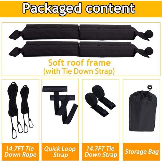 Universal Car Roof Rack for Kayak/Surfboard/Canoe/Skiing with 15ft Lying Straps and Storage Bag