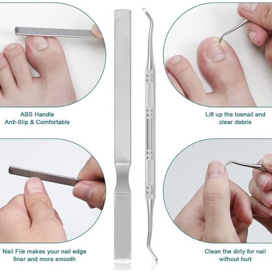 Teennagelknipper voor dikke nagels, Azymi teennagelschaarset met vijl voor de behandeling van ingegroeide teennagels Heavy Duty Professional