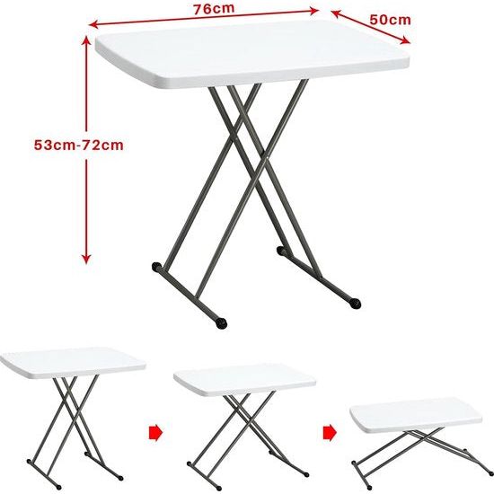 Klaptafel, campingtafel, 76 cm, picknicktafel, instelbare hoogte, draagbare tuintafel, vouwtafel, reistafel voor tuin, barbecue, catering, party, keuken, buiten, binnen