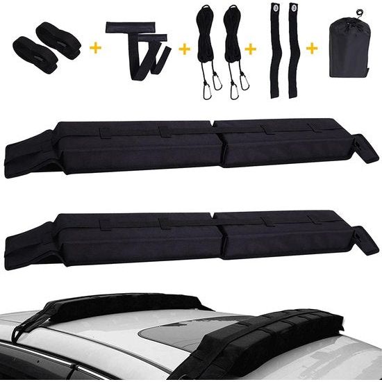 Universal Car Roof Rack for Kayak/Surfboard/Canoe/Skiing with 15ft Lying Straps and Storage Bag