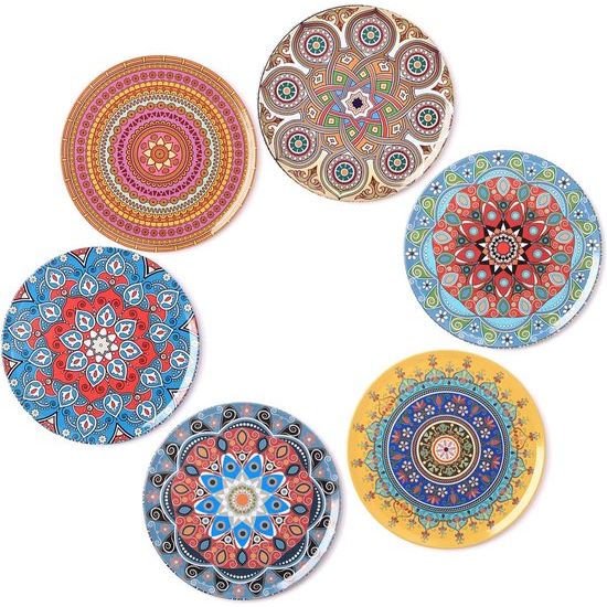 BOHORIA® Premium Design onderzetters (set van 6) - Decoratieve onderzetters voor glas, kopjes, vazen, kaarsen op uw eettafel gemaakt van hout, glas of steen (rond, 9 cm)