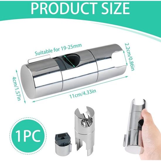 Douchedouchehouder, verstelbare douchekophouder voor glijstang 19-25 mm, 360° draaibaar, douchedouchehouder zonder boren, klikbare douchekophouder, handdouchehouder