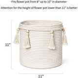 Decoratieve katoenen touwmand van macramé, boho, geweven kwastjes, opbergdoos, organizer voor kinderkamer, speelgoed, woonkamer, slaapkamer