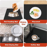Zwarte afdruipmat, 60 x 40 cm, volautomatische onderlegger, afdruipmat, servies, absorberende afdruipmat voor de keuken, woonkamer