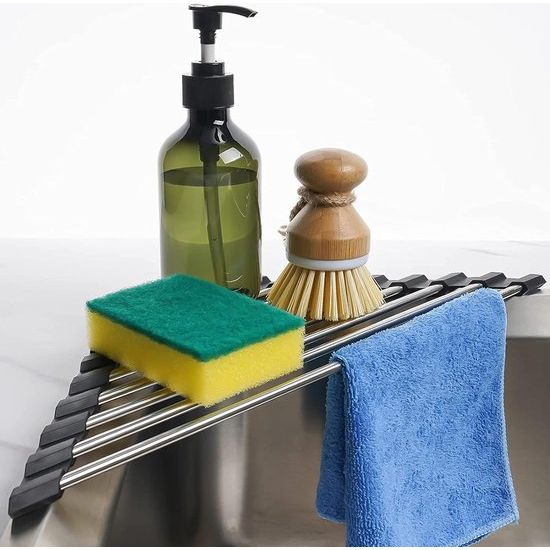 gootsteenorganizer voor servies is gemaakt van hoogwaardig 201 roestvrij staal, dat sterk belastbaar, niet gemakkelijk te vervormen of te breken, duurzaam en roestvrij