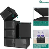 Schoenendozen, set van 6, schoenendoos stapelbaar, stabiel, opbergdozen voor schoenen met transparante deur en ventilatiegaten, voor schoenen tot maat 46, stapelbare schoenendoos zwart