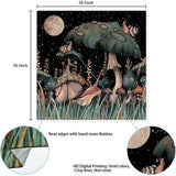 Paddestoel wandtapijt zwart bos slak wandbehang maan sterren planten wanddoek muurkunst wandtapijt voor slaapkamer woonkamer 150x150cm