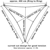 zonnescherm, driehoekig rechthoekig vierkant ademend materiaal beschermt tegen wind, zon en UV-straling, voor tuin, terras en camping, 4x4x4m