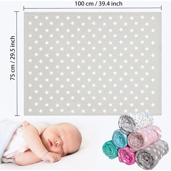 LeerKing unisex babydeken 2-pack jongens meisjes knuffeldeken kruipende deken baby beddengoed wandelwagen pluizig voor pasgeborenen zachte deken 75 cm x 100 cm