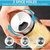 Kruidenpotjes, 500 ml, met draaideksel, 2 stuks borosilicaatglas, kruidenstrooier met 3 soorten roestvrijstalen kruidengaten, horen voor keuken, eetkamer, barbecue in de open lucht