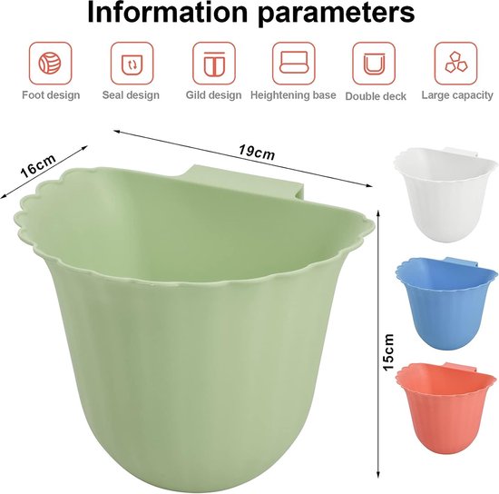 2 stuks keukenkast, hangende afvalcontainer, opvangbak voor keukenafval, opvangbak voor keukenafval om op te hangen, voor huishoudelijk afval opslag, hangende afvalcontainer (groen)