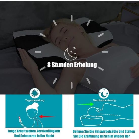 Nekkussen, hoofdkussen, traagschuimkussen, neksteunkussen voor orthopedisch kussen en zijslaapkussen, ergonomisch slaapkussen voor optimale ondersteuning in alle slaaphoudingen