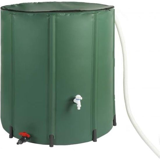 Regentank 200 liter - opvouwbare regenton regenvat - regenwaterton watertank - regenwatertank met bovenste kraan en onderste afvoer - slang voor het afvoeren van overtollig water