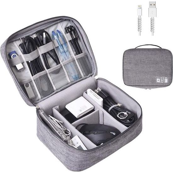 Kabeltassen, kabelorganizer, kabeletui, elektronica, accessoires, organizer, tas, universele tas voor tas, accessoires, mobiele telefoon, oplaadkabel, powerbank, USB-sticks, SD-kaarten, kabeltassen