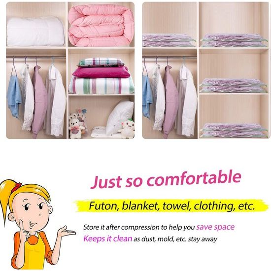 Vacuümzakken voor dekbedden, set van 4 extra grote [130x100cm] vacuümzakken voor kleding, Jumbo Extra Grote Vacuümzakken voor Kleding (4 stuks)