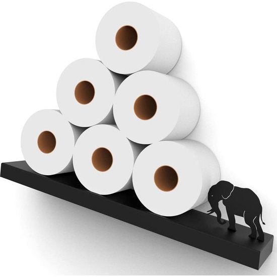 Toilet Paper Holder - Elephant Black - Tilted Toilet Paper Rack - Bathroom Accessories - Black Toilet Paper Storage - Unique Tissue Paper Rolls Storage