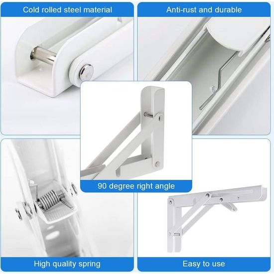 KOTARBAU Klapconsole 200x165mm | Witte Vouwbare Hoeksteun - Draagkracht Tot 100kg