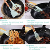 Siliconen kookgerei 33 stuks, hittebestendige keukenset met houten handvatten, spatel, eenvoudig te reinigen kookgerei met antiaanbaklaag. Geschikt voor keuken beginners en professionals (groot)