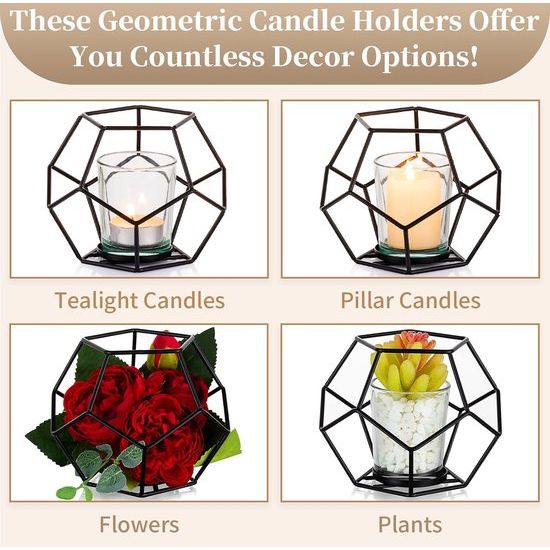 Kaarsenhouder Kaarsenhouder Kaarsenhouderset Metaal 6-delig Ijzer Decoratieve lantaarn Kaarsenhouder voor stompkaarsen Zwart Moderne kaarsenstandaard Tafeldecoratie voor bruiloft Woonkamer