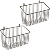 Set van 2 metalen wandrekken, grote opbergmand voor de hal, slaapkamer en andere ruimtes, organizer voor brieven, portemonnees, zonnebrillen of badkameraccessoires, bronskleurig.