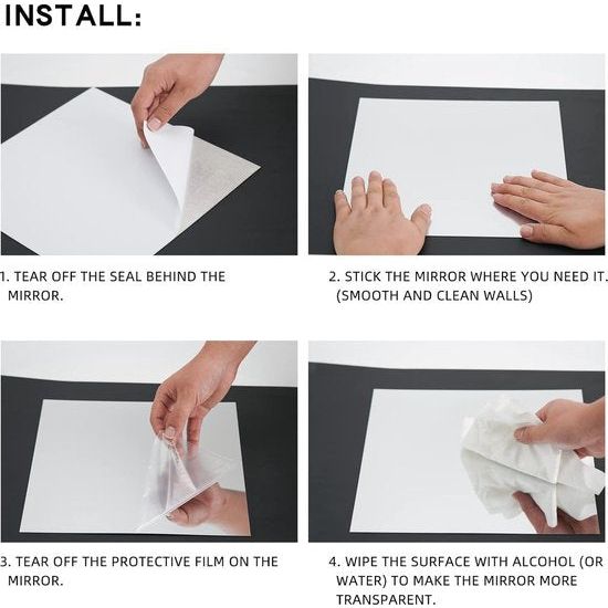 Pakket van 10 30 x 30 cm Spiegeltegels Zelfklevende Spiegelwandsticker Woonkamer Muur Kleine Spiegel om op te plakken Zelfklevende Spiegel voor Badkamer Thuis Spiegel