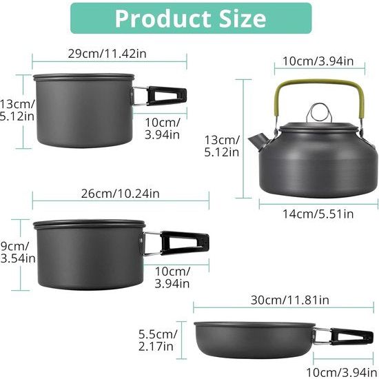 camping pannenset, campingservies, kampeerpot, campingserviesset, 2 personen, campingpot, buitenservies, 4 personen, kampeerkachelset, mini-kampeerkachel