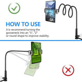 Houder voor tabletbed, 360° flexibele zwanenhals tablethouder, mobiele telefoonhouder bed, tablethouder, tablethouder voor iPad, Galaxy Tabs/Kindle Fire, 4-11 inch mobiele telefoons en tablets,